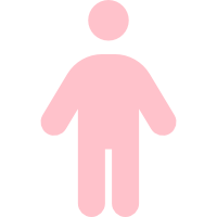 Simple pink icon of a person standing upright against a transparent background.