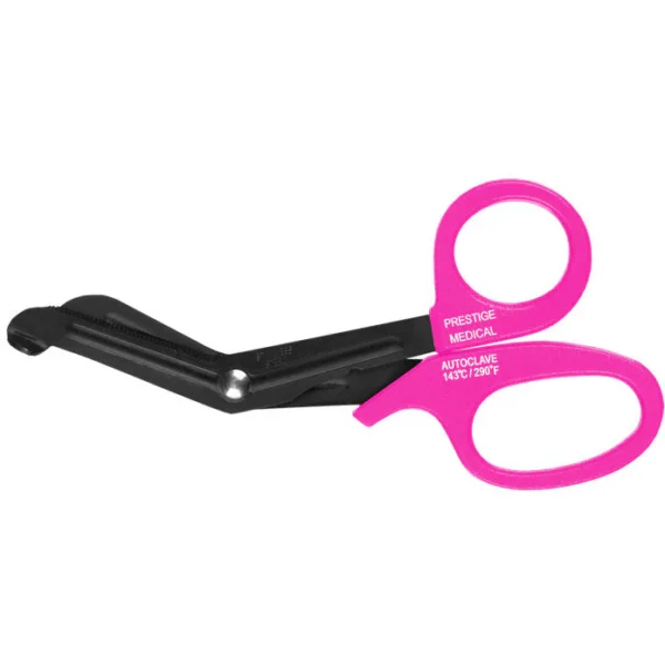 Discover the perfect addition to your Medic Starter Pack: pink-handled medical scissors with a black serrated blade.